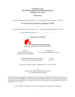 UNITED STATES SECURITIES and EXCHANGE COMMISSION Washington, D.C. 20549 FORM 10-Q for the Quarterly Period Ended September 30, 2