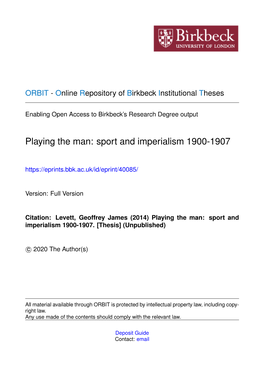 Sport and Imperialism 1900-1907