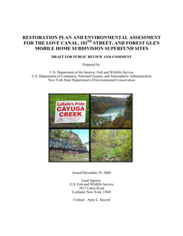 Restoration Plan and Environmental Assessment for the Love Canal, 102Nd Street, and Forest Glen Mobile Home Subdivision Superfund Sites