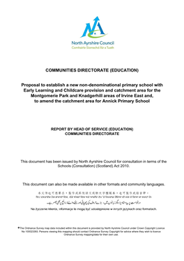 (EDUCATION) Proposal to Establish a New Non-Denominational Primary School with Early Learning and Childc