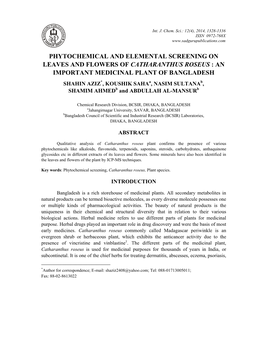 Phytochemical and Elemental Screening on Leaves and Flowers