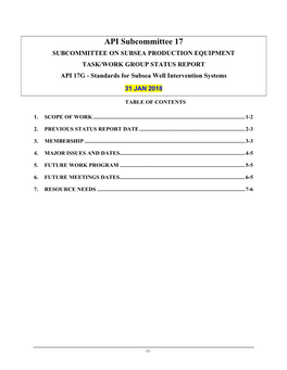 API 17G Task Group Status Report