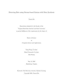 Detecting Bots Using Stream-Based System with Data Synthesis