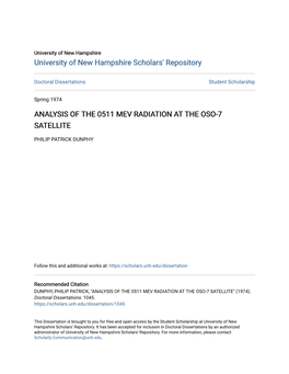 Analysis of the 0511 Mev Radiation at the Oso-7 Satellite