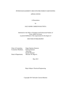 Power Management Circuits for Energy Harvesting