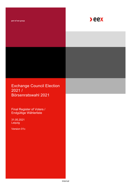 Exchange Council Election 2021 / Börsenratswahl 2021