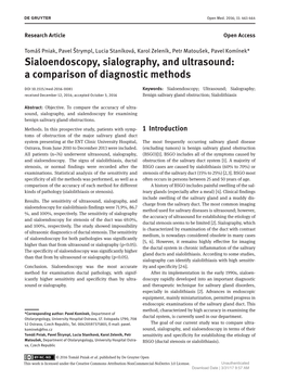 Sialoendoscopy, Sialography, and Ultrasound: a Comparison of Diagnostic Methods