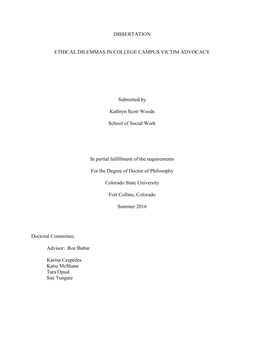 Dissertation Ethical Dilemmas in College Campus Victim