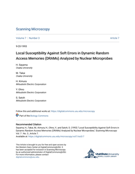 Local Susceptibility Against Soft Errors in Dynamic Random Access Memories (Drams) Analyzed by Nuclear Microprobes