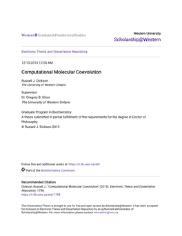 Computational Molecular Coevolution