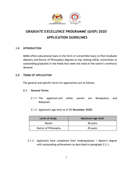 (Grep) 2020 APPLICATION GUIDELINES