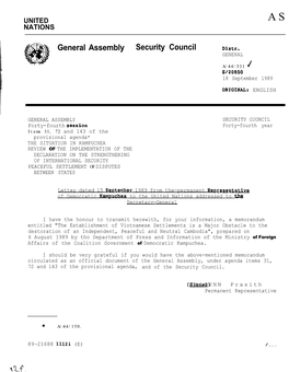 General Assembly Security Council Distr