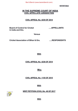 In the Supreme Court of India Civil Appellate Jurisdiction