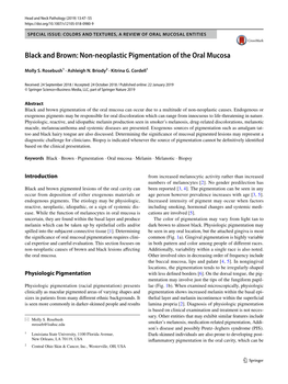 Black and Brown: Non-Neoplastic Pigmentation of the Oral Mucosa