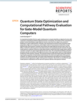 Quantum State Optimization and Computational Pathway Evaluation for Gate-Model Quantum Computers Laszlo Gyongyosi1,2,3