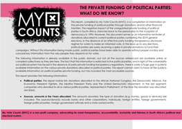 The Private Funding of Political Parties: What Do We Know?