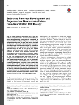 Endocrine Pancreas Development and Regeneration: Noncanonical Ideas from Neural Stem Cell Biology