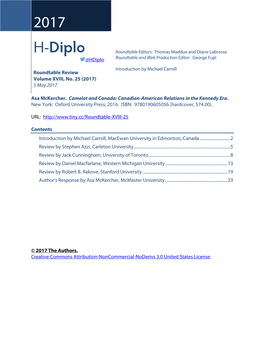 H-Diplo Roundtable, Vol. XVIII