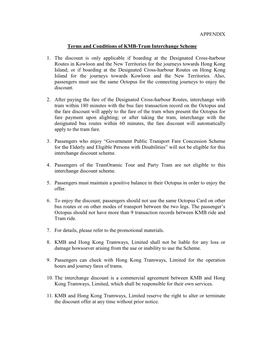 APPENDIX Terms and Conditions of KMB-Tram Interchange Scheme 1