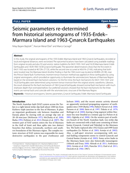 Seismic Parameters Re-Determined from Historical Seismograms Of