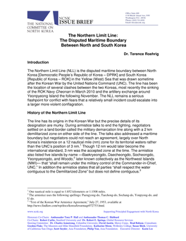 The Northern Limit Line: the Disputed Maritime Boundary Between North and South Korea