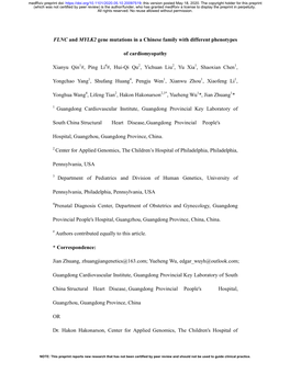 FLNC and MYLK2 Gene Mutations in a Chinese Family with Different Phenotypes