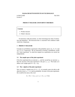 Product Measure and Fubini's Theorem