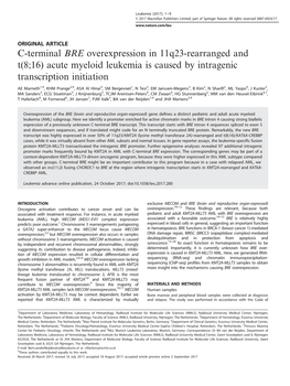 Acute Myeloid Leukemia Is Caused by Intragenic Transcription Initiation