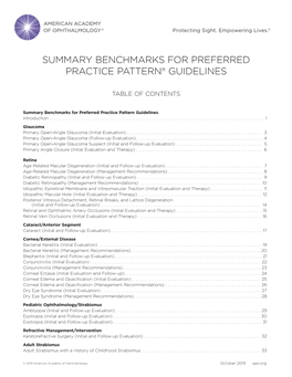 Summary Benchmarks for Preferred Practice Pattern® Guidelines