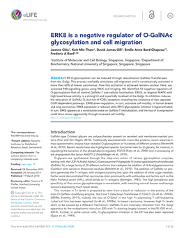 ERK8 Is a Negative Regulator of O-Galnac Glycosylation and Cell Migration