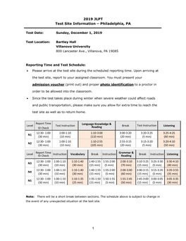 1 2019 JLPT Test Site Information – Philadelphia, PA