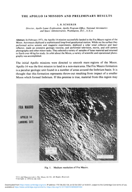 The Apollo 14 Mission and Preliminary Results L. R