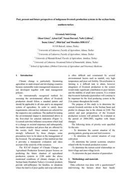 Past, Present and Future Perspectives of Indigenous Livestock Production Systems in the Seyhan Basin