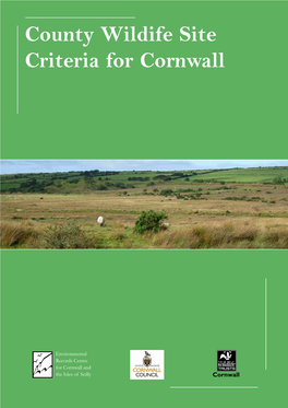 County Wildlife Sites Criteria for Cornwall