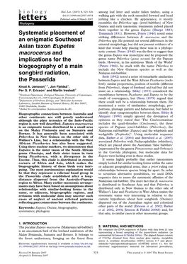 Systematic Placement of an Enigmatic Southeast Asian Taxon Eupetes