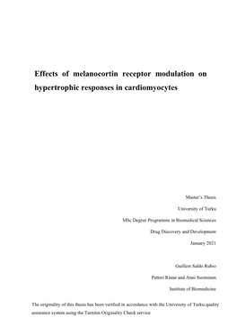 Effects of Melanocortin Receptor Modulation on Hypertrophic Responses in Cardiomyocytes