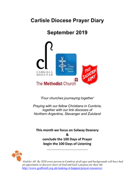 Carlisle Diocese Prayer Diary September 2019
