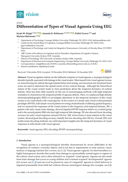 Differentiation of Types of Visual Agnosia Using EEG