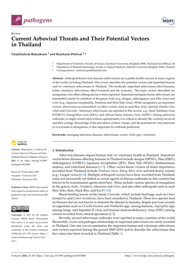 Current Arboviral Threats and Their Potential Vectors in Thailand