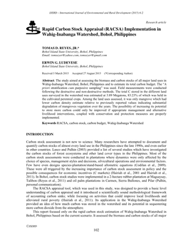 Implementation in Wahig-Inabanga Watershed, Bohol, Philippines