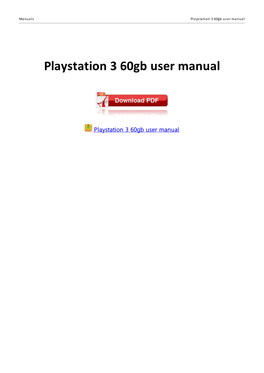 Playstation 3 60Gb User Manual