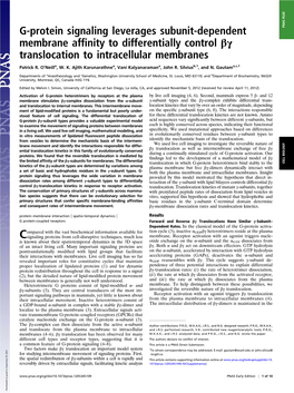 G-Protein Signaling Leverages Subunit-Dependent Membrane