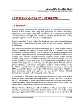 3.0 Diesel Multiple Unit Assessment