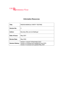 Radiochemical Purity Systems of Radiopharmaceuticals