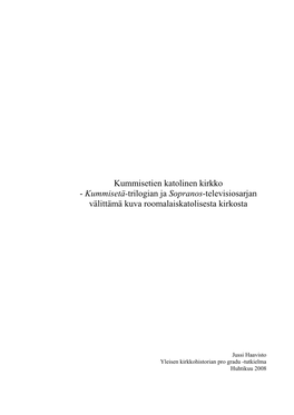 Kummisetä-Trilogian Ja Sopranos-Televisiosarjan Välittämä Kuva Roomalaiskatolisesta Kirkosta