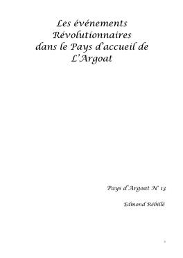 Les Événements Révolutionnaires Dans Le Pays D'accueil De L'argoat