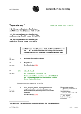 144 Des 19. Deutschen Bundestages