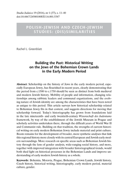 Polish-Jewish and Czech-Jewish Studies: (Dis)Similarities
