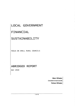 Organisational Sustainability of Small Councils June 2013 2012–13:33 Telephone 3 8601 7000 61 Facsimile 3 8601 7010 61 Level 24 3000 Vic