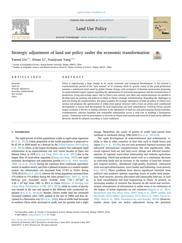 Strategic Adjustment of Land Use Policy Under the Economic Transformation